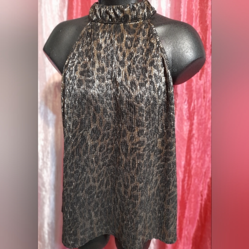 Iris Black and Brown Halter Neck Blouse